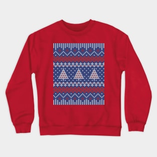 Knitting Blue Xmas trees Crewneck Sweatshirt